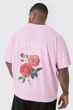 Plus Limited Edition Floral Backprint Graphic T-shirt In | UK^boohooMAN Hot