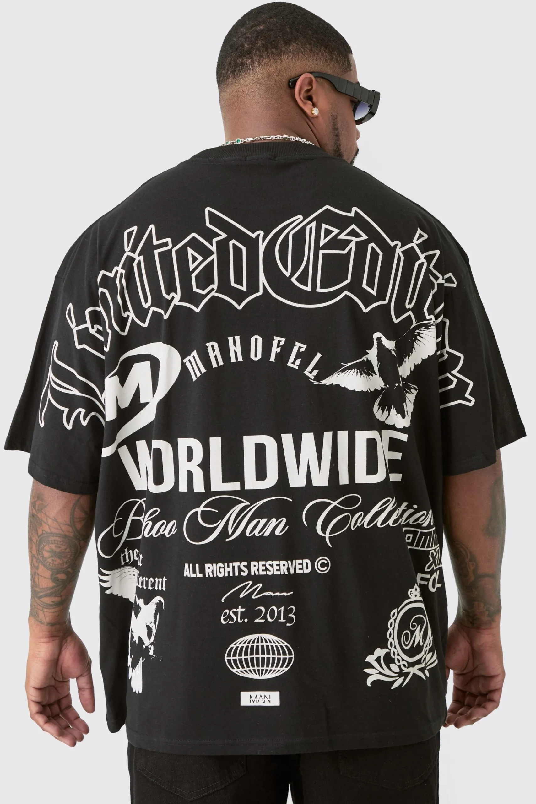 Plus Limited Edition Moto Over The Seam Graphic Back Print T-shirt In | UK^boohooMAN New