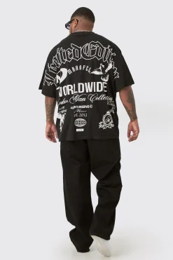 Plus Limited Edition Moto Over The Seam Graphic Back Print T-shirt In | UK^boohooMAN New