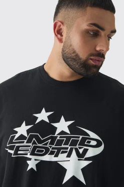 Plus Limited Edition Star Print Graphic T-Shirt | UK^boohooMAN Outlet