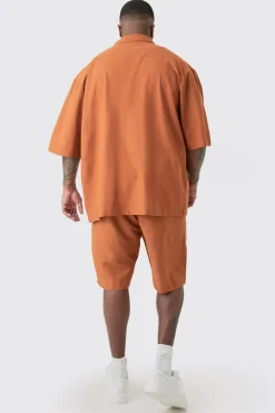 boohooMAN Plus Linen Drop Revere Shirt In | UK| Shirts