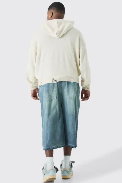 boohooMAN Plus Long Line Denim Jorts In Wash | UK| Trousers|Shorts
