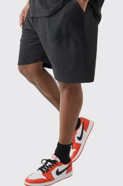 boohooMAN Plus Loop Back Reverse Pocket Detail Relaxed Short In | UK| Shorts