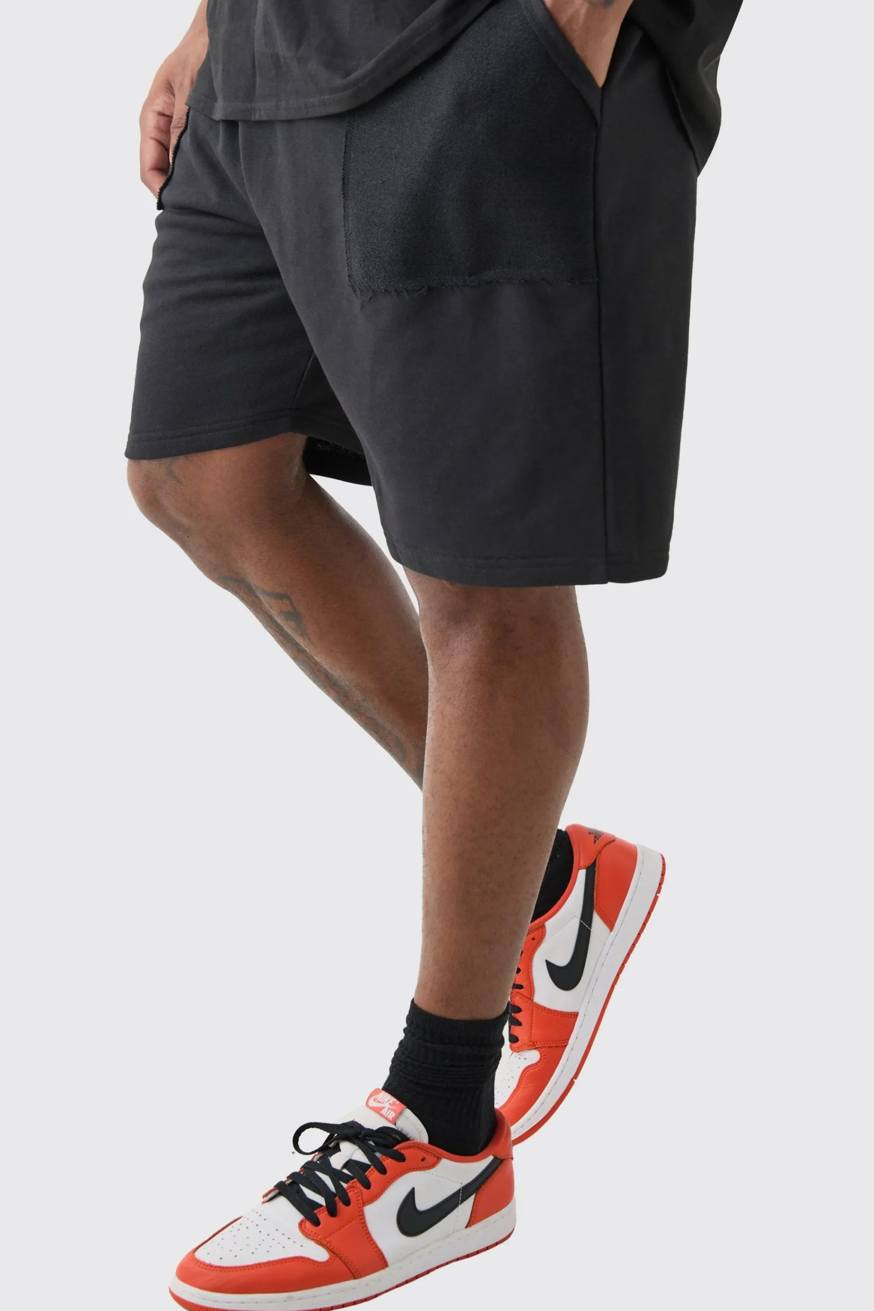 boohooMAN Plus Loop Back Reverse Pocket Detail Relaxed Short In | UK| Shorts