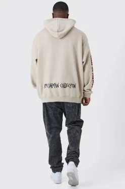 boohooMAN Plus Loose Fit Graffiti Hoodie | UK| Hoodies & Sweatshirts