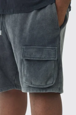 boohooMAN Plus Loose Fit Washed Cargo Jersey Short In | UK| Shorts