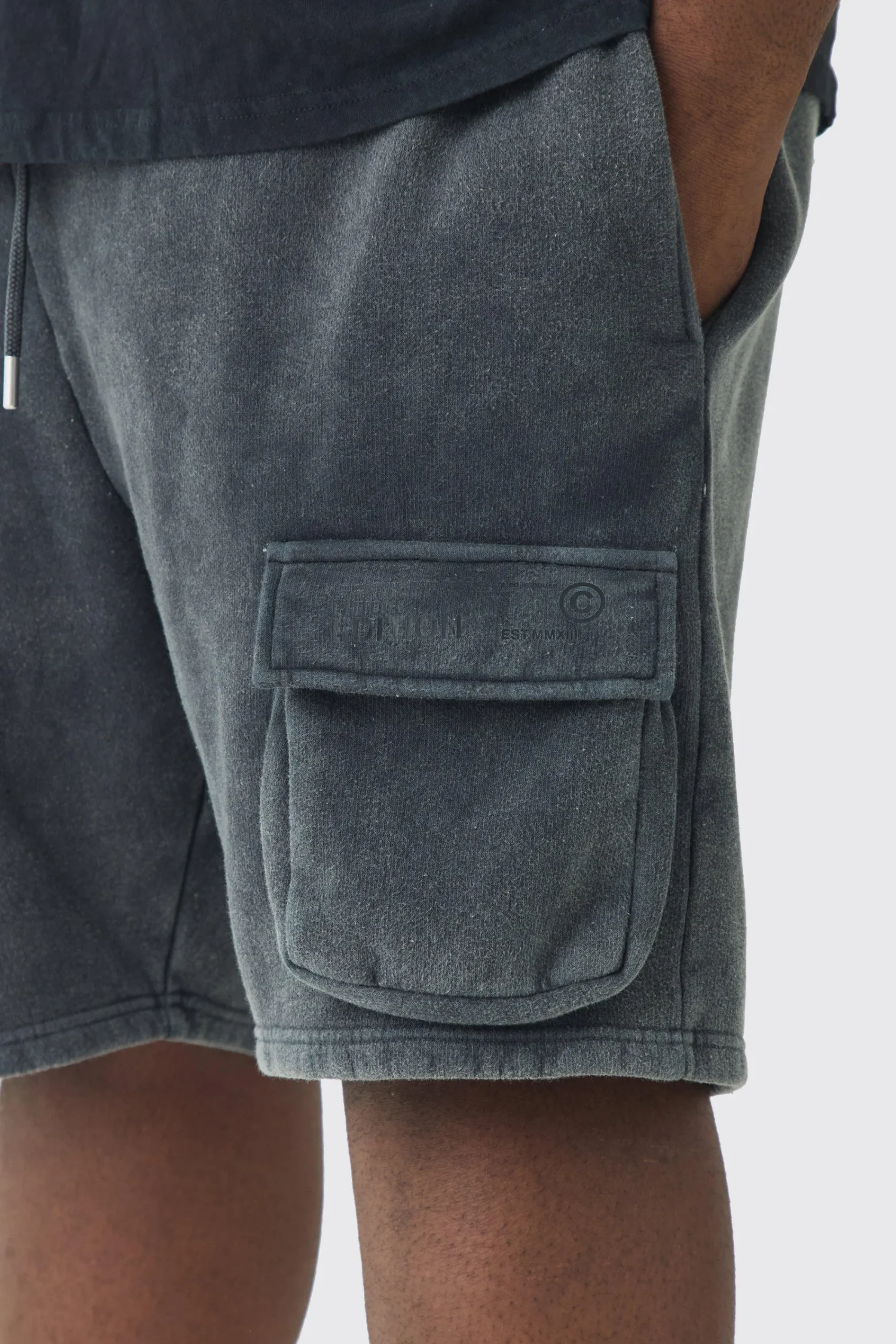 boohooMAN Plus Loose Fit Washed Cargo Jersey Short In | UK| Shorts