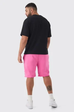 boohooMAN Plus Loose Fit Worldwide Graphic Distressed Shorts | UK| Shorts
