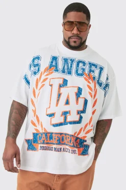 Plus Los Angeles Over The Seam Graphic T-shirt In | UK^boohooMAN Best