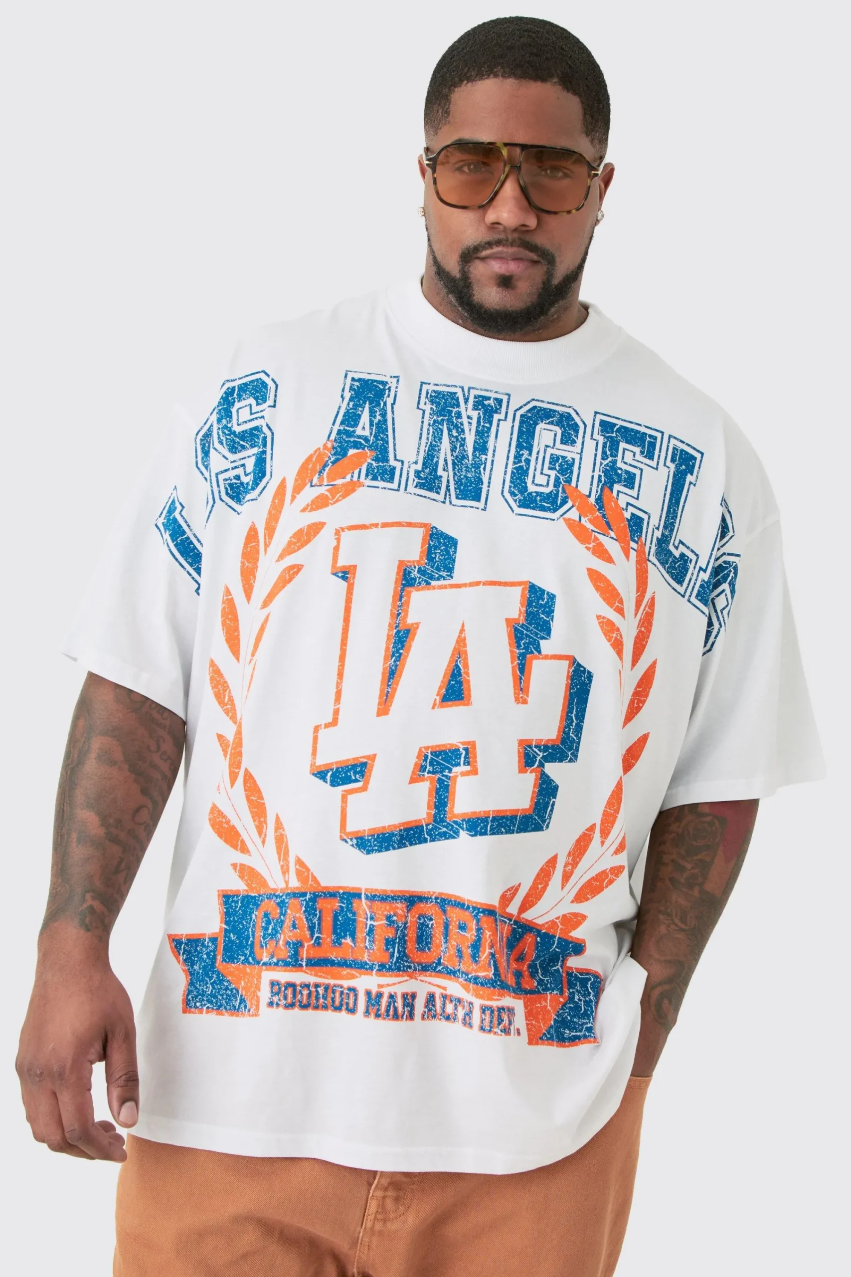 Plus Los Angeles Over The Seam Graphic T-shirt In | UK^boohooMAN Best