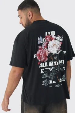 Plus LTD Edition Floral Printed T-Shirt | UK^boohooMAN Sale