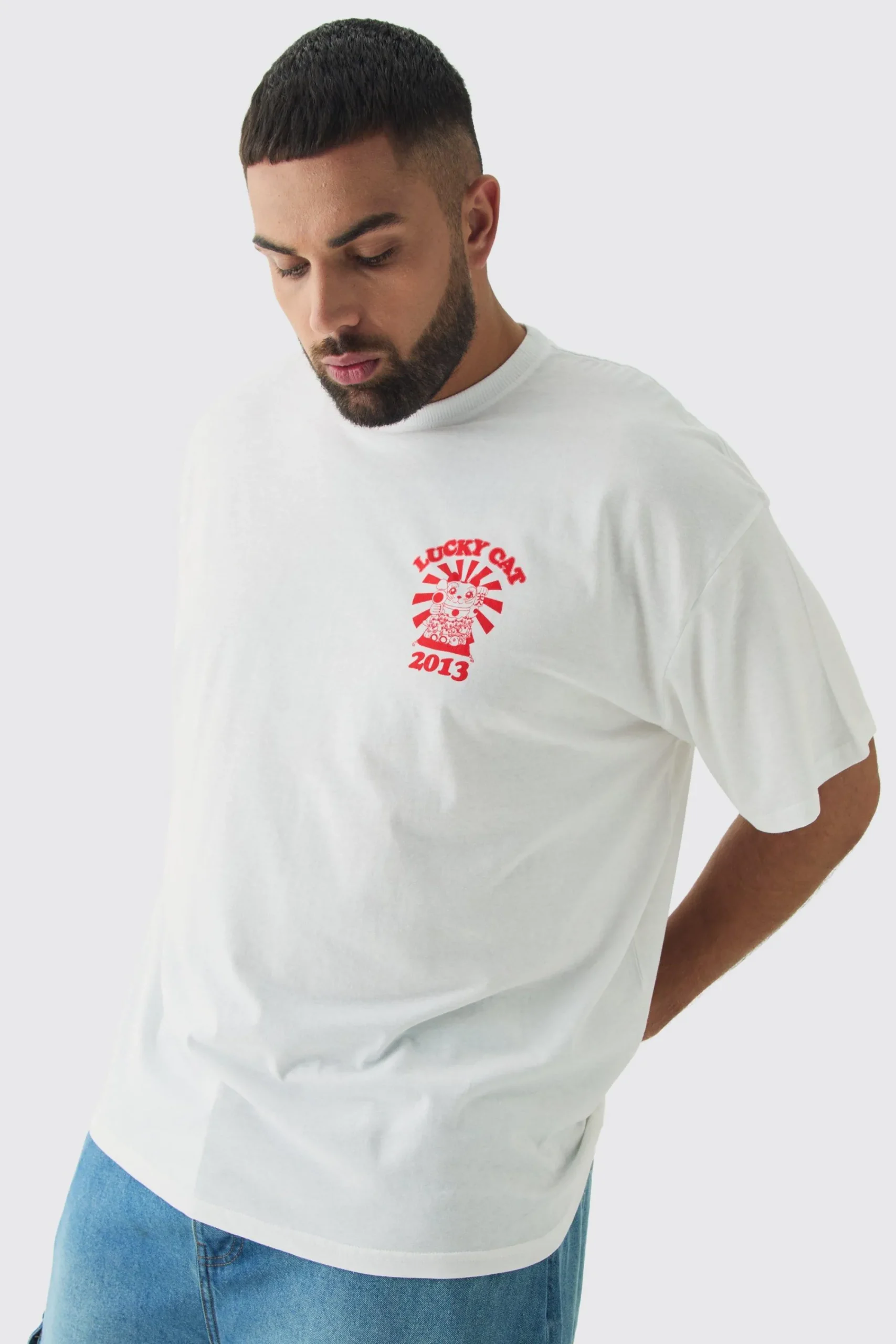 Plus Lucky Cat Graphic T-Shirt | UK^boohooMAN Discount