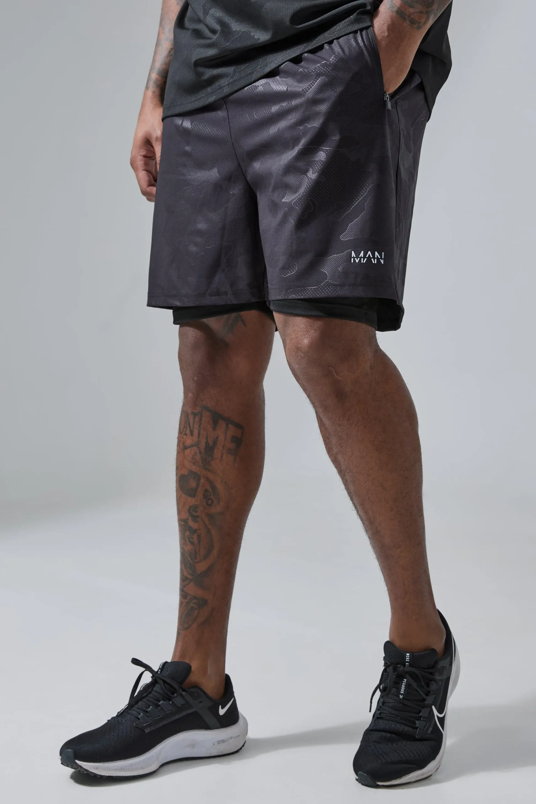 boohooMAN Plus Man Active Camo 5Inch 2-in-1 Regular Fit Short | UK| Shorts