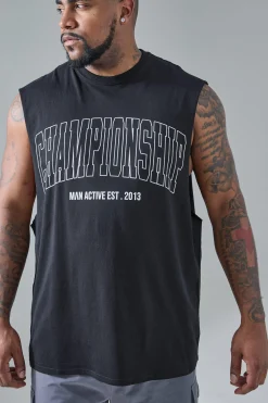 Plus Man Active Gym Championship Oversized Tank | UK^boohooMAN Discount