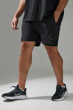 boohooMAN Plus Man Active Performance 5inch 2-in-1 Regular Fit Shorts | UK| Shorts