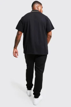 Plus Man Gold Tape Polo With Tipping | UK^boohooMAN Clearance