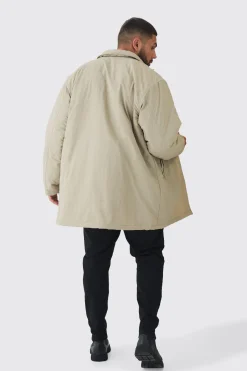 boohooMAN Plus Man Tab Crinkle Longline Mac In | UK| Coats & Jackets