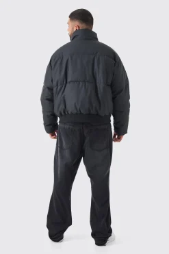 boohooMAN Plus Matte PU Funnel Neck Puffer In | UK| Coats & Jackets