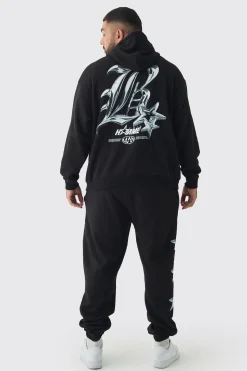 boohooMAN Plus Metallic Y2K Graphic Tracksuit | UK| Tracksuits