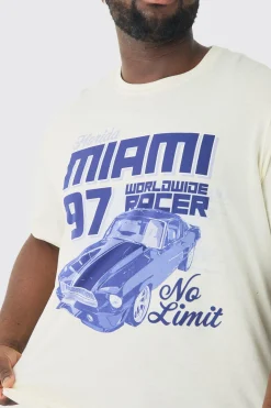 Plus Miami Moto Print T-shirt | UK^boohooMAN Best