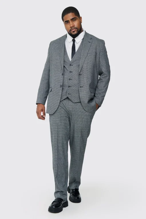 boohooMAN Plus Mini Dogtooth Regular Fit Suit Trouser | UK| Suits & Tailoring|Sets & Co-Ords