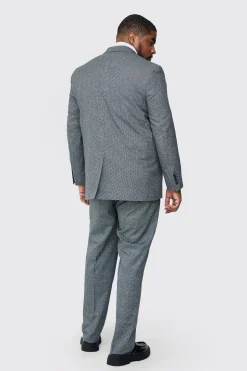 boohooMAN Plus Mini Dogtooth Single Breasted Regular Fit Suit Jacket | UK| Suits & Tailoring|Sets & Co-Ords