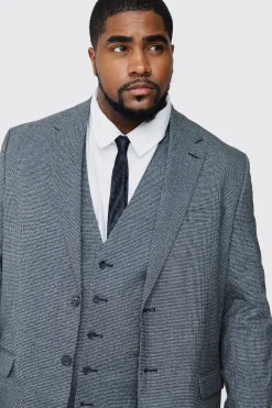 boohooMAN Plus Mini Dogtooth Single Breasted Regular Fit Suit Jacket | UK| Suits & Tailoring|Sets & Co-Ords
