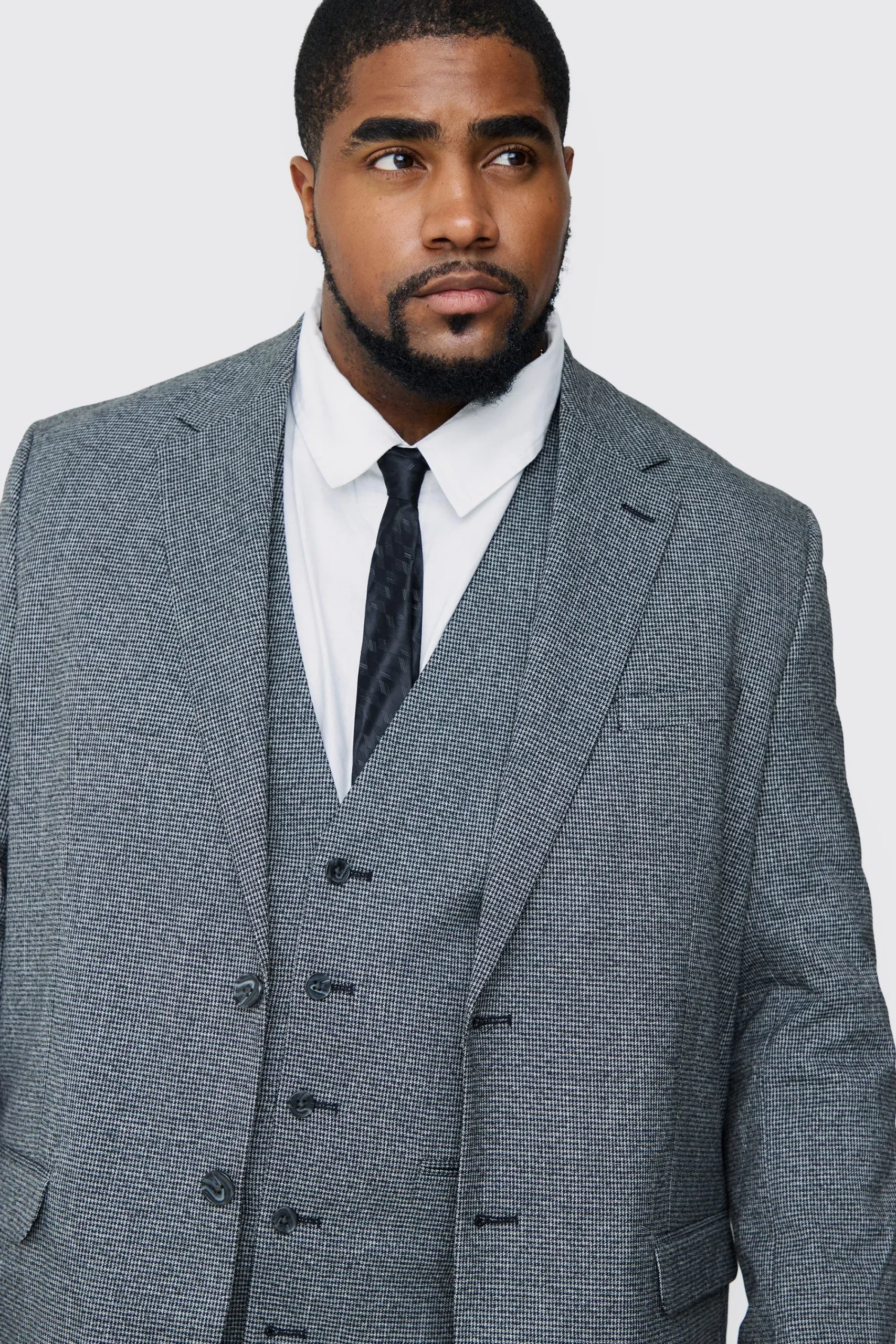 boohooMAN Plus Mini Dogtooth Single Breasted Regular Fit Suit Jacket | UK| Suits & Tailoring|Sets & Co-Ords