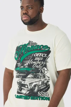 Plus Monaco Moto Print T-shirt | UK^boohooMAN Clearance