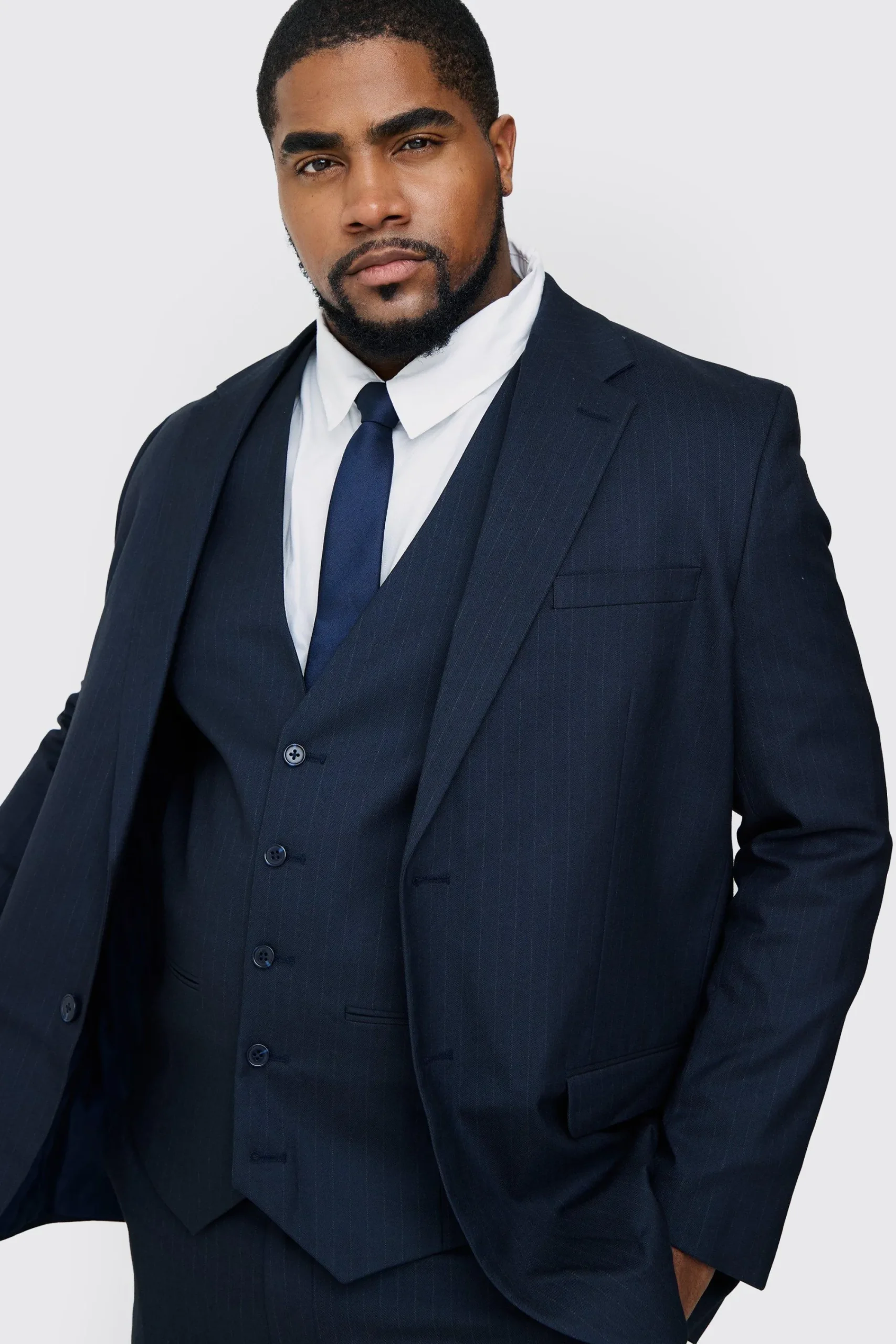 boohooMAN Plus Pinstripe Regular Fit Suit | UK| Sets & Co-Ords