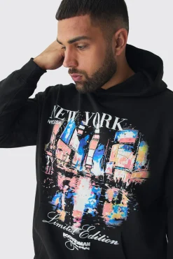 boohooMAN Plus New York Graphic Hoodie | UK| Hoodies & Sweatshirts
