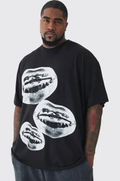 Plus OFCL Lips Printed T-shirt In | UK^boohooMAN