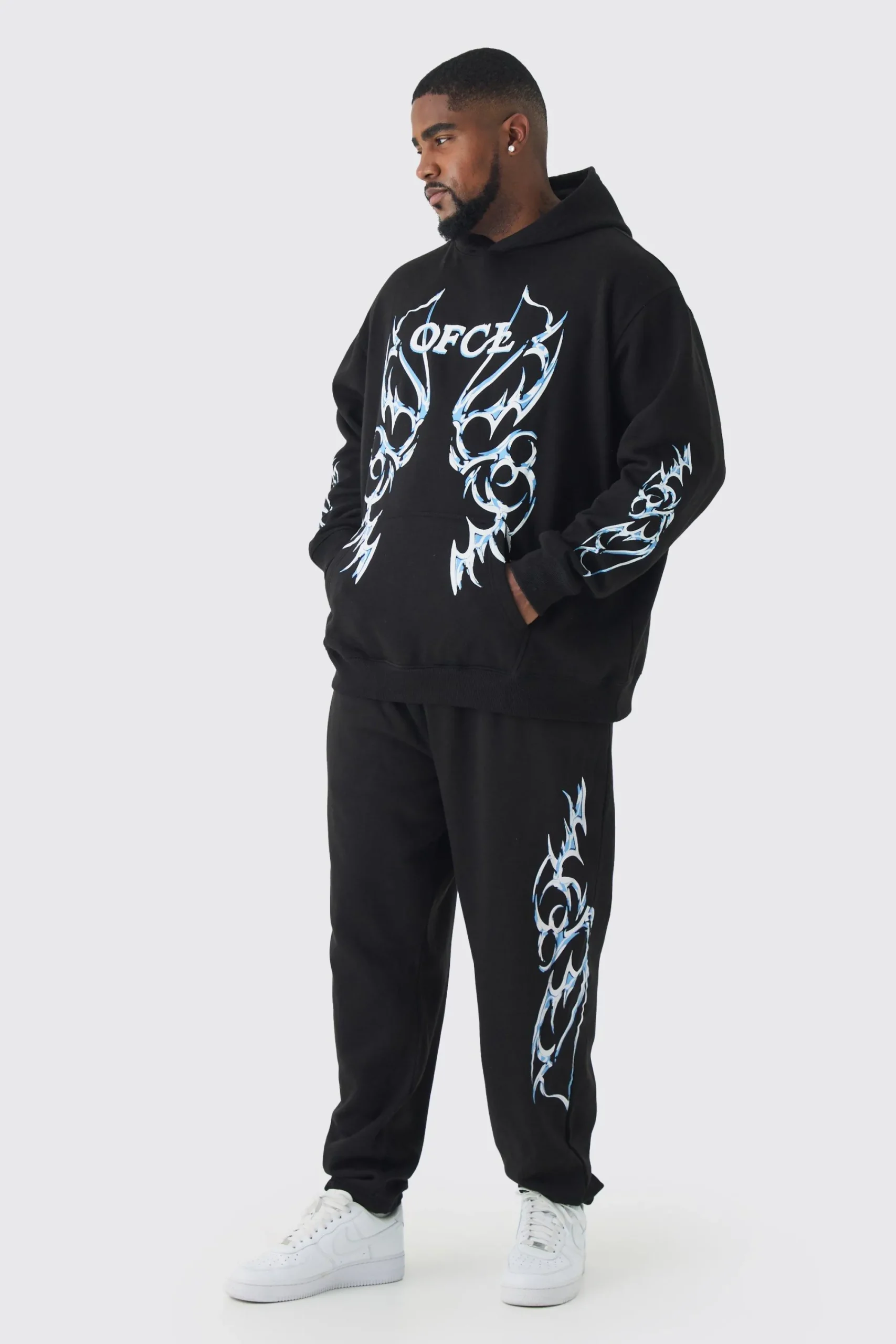 boohooMAN Plus OFCL Print Tracksuit In | UK| Tracksuits