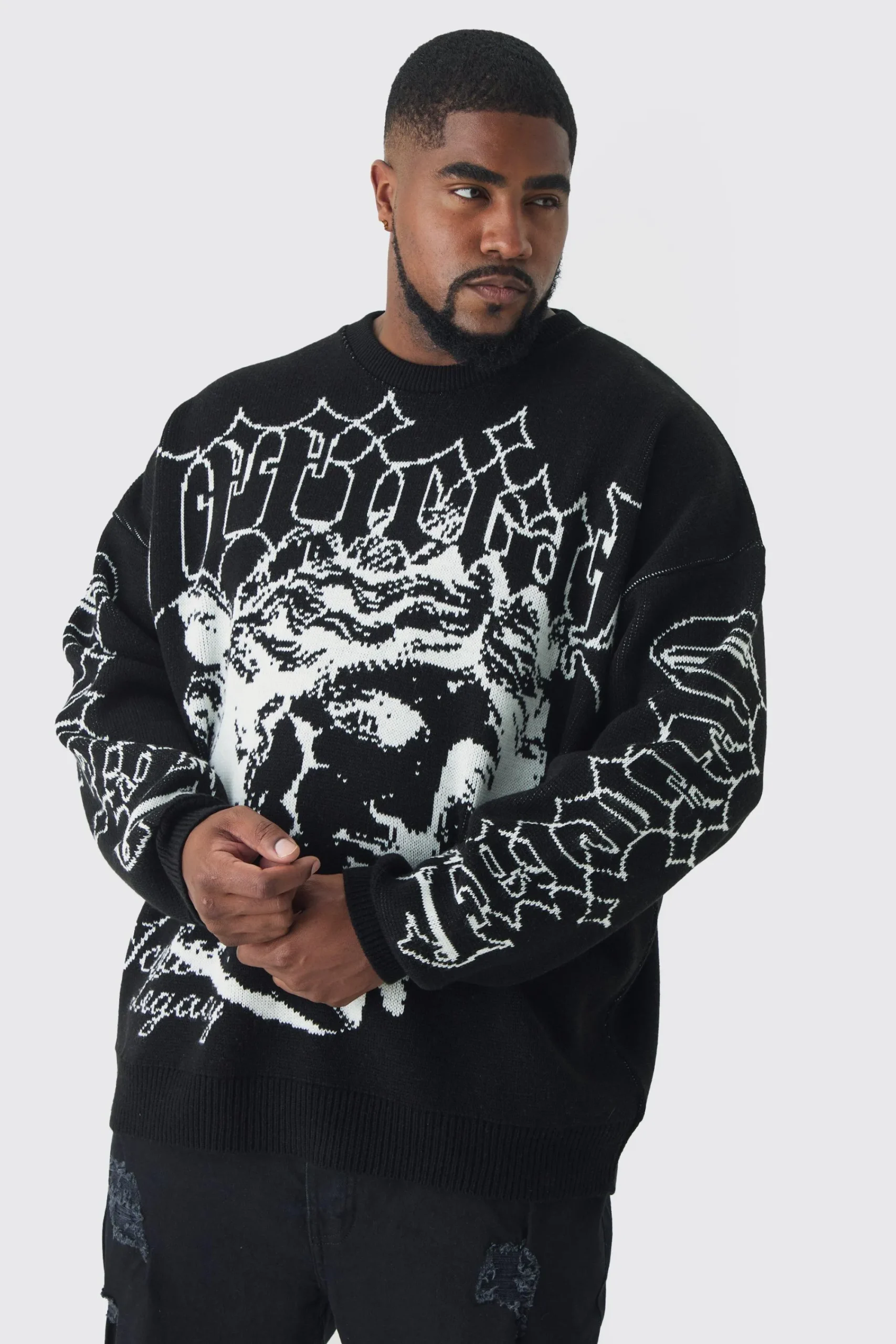 boohooMAN Plus OFCL Renaissance Crew Neck Jumper | UK| Knitwear