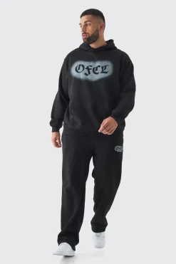 boohooMAN Plus OFCL Spray Hoodie & Relaxed Fit Jogger Tracksuit | UK| Tracksuits