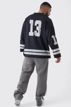 Plus Official 13 Oversized Hockey T-Shirt In | UK^boohooMAN New