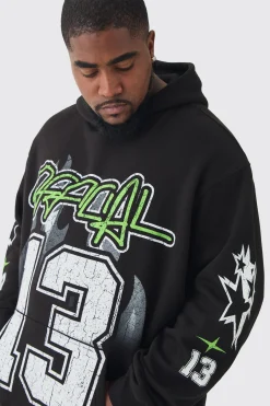 boohooMAN Plus Official 13 Print Oversized Tracksuit In | UK| Tracksuits