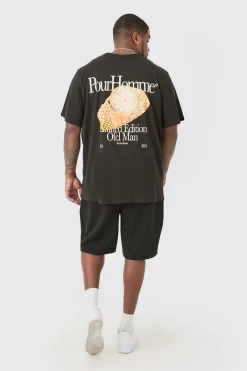 Plus Old Money Graphic Back Print Oversized T-shirt | UK^boohooMAN New