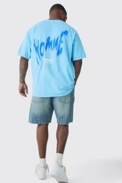 Plus Oversized Back Print Washed Graffiti Homme T-shirt | UK^boohooMAN Discount