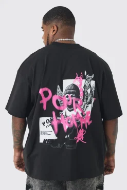 Plus Oversized Back Print Graffiti Heavyweight T-shirt | UK^boohooMAN Best