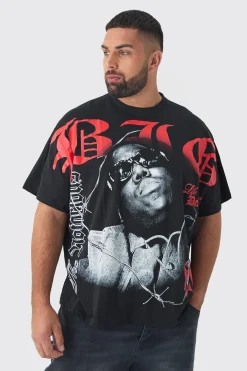 Plus Oversized Biggie Over Seams License Print T-Shirt | UK^boohooMAN Hot