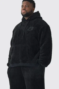 boohooMAN Plus Oversized Borg Embroidered Hooded Tracksuit | UK| Tracksuits