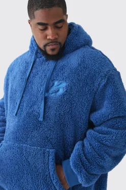 boohooMAN Plus Oversized Borg Embroidered Hooded Tracksuit | UK| Tracksuits