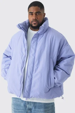 boohooMAN Plus Oversized Boxy Padded Funnel Neck Coat In | UK| Coats & Jackets