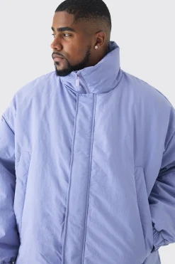 boohooMAN Plus Oversized Boxy Padded Funnel Neck Coat In | UK| Coats & Jackets