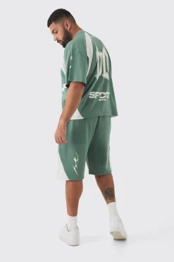 Plus Oversized Boxy Puff Print Moto Extended Neck Tshirt | UK^boohooMAN Hot