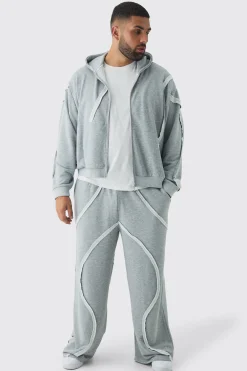 boohooMAN Plus Oversized Boxy Zip Panel Wide Jogger Tracksuit | UK| Tracksuits