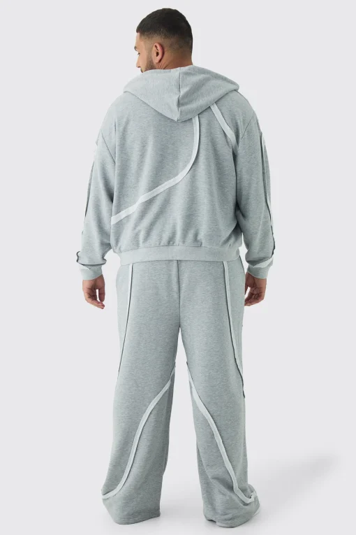 boohooMAN Plus Oversized Boxy Zip Panel Wide Jogger Tracksuit | UK| Tracksuits