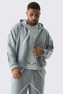 boohooMAN Plus Oversized Boxy Zip Panel Wide Jogger Tracksuit | UK| Tracksuits