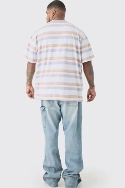 Plus Oversized Carded Heavy Striped Ofcl T-shirt | UK^boohooMAN New